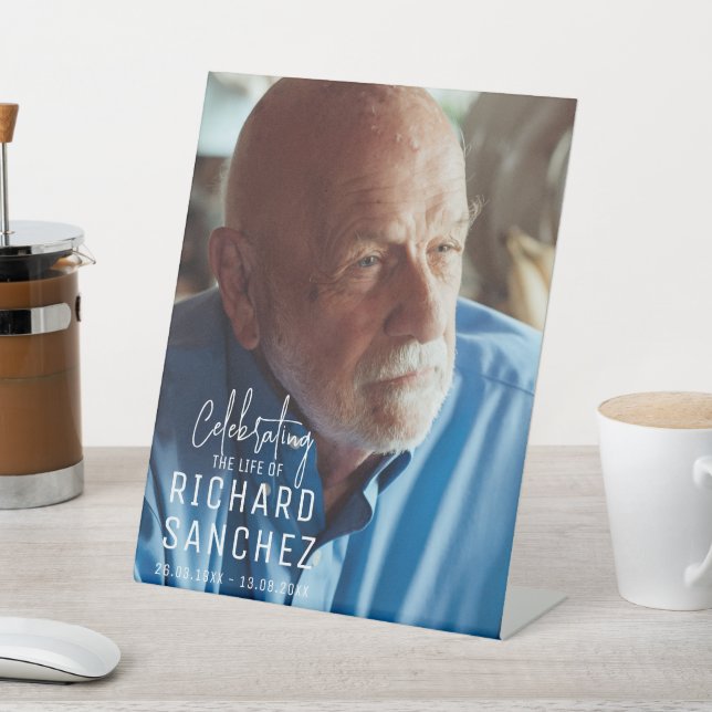 Modern Celebration Of Life Photo Funeral Memorial  Sockelschild (In SItu)