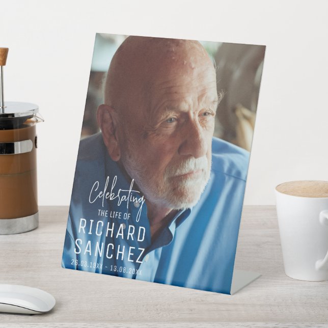 Modern Celebration Of Life Photo Funeral Memorial  Sockelschild (In SItu)