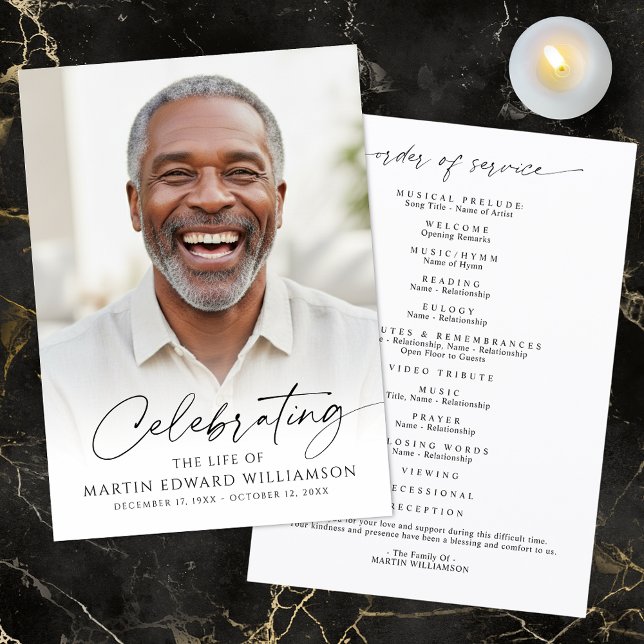 Modern Celebration of Life Photo Script White Programm (Von Creator hochgeladen)