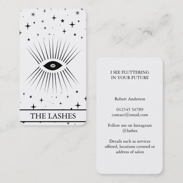 Modern Celestial Eye Tarot Lashes Black  Visitenkarte (Vorne/Hinten)