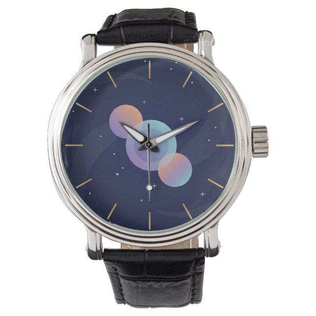 Modern Celestial Galaxy Art Wrist Watch Armbanduhr (Vorderseite)