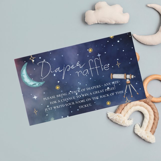 Modern Celestial Moon & Stars Diaper Raffle Begleitkarte (Von Creator hochgeladen)