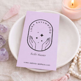 Modern Celestial Reiki Master Healer Soft Lavender Visitenkarte
