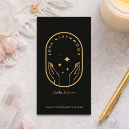 Modern Celestial Reiki Practitioner Healing Hands  Visitenkarte
