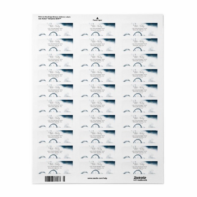 Modern Celestial Watercolor Rücksendeadresse (Vorne)