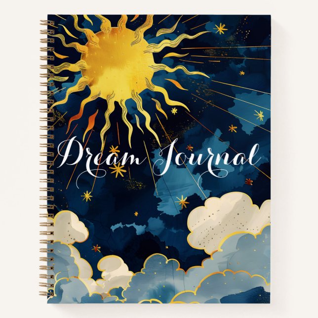 Modern Celestis Sun Stars Clouds Dream Journal Notizbuch (Vorderseite)