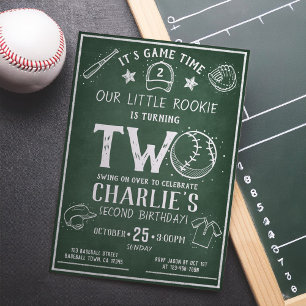 Modern Chalkboard Baseball bis zum 2. Geburtstag Einladung