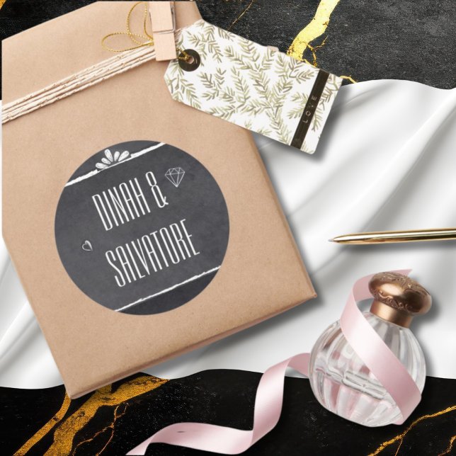 Modern Chalkboard Einfache Skripte Runder Aufkleber (Von Creator hochgeladen)