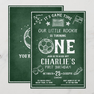 Modern Chalkboard Fußball Alle Star 1 Geburtstag Einladung