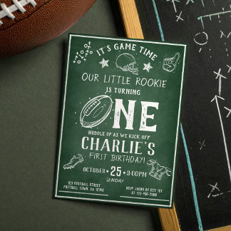 Modern Chalkboard Fußball Alle Star 1 Geburtstag Einladung