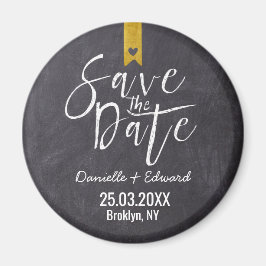Modern Chalkboard Handwriting Save the Date Magnet
