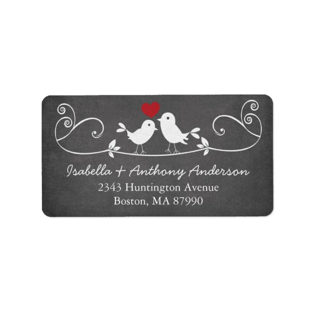 Modern Chalkboard Love Birds Rücksendeadresse Adressaufkleber (Vorne)