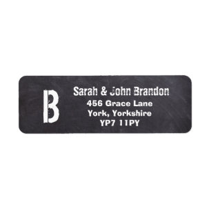 Modern Chalkboard Monogram Wedding Address Label