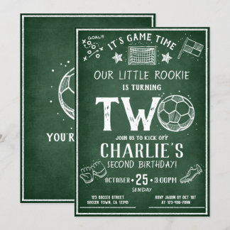Modern Chalkboard Soccer Alle Star 2. Geburtstag Einladung