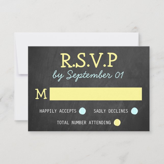 Modern Chalkboard Typografy Wedding RSVP Cards (Vorderseite)