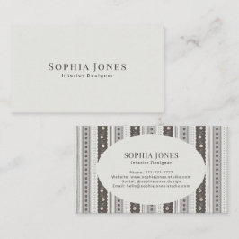Modern Charcoal & Cream Scallop Stripe Visitenkarte