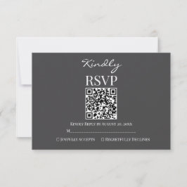 Modern Charcoal Gray and White Wedding RSVP Karte