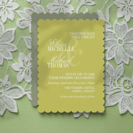 Modern Chartreuse Script Formal Wedding Einladung