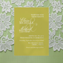 Modern Chartreuse Script Formal Wedding Folieneinladung