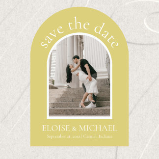 Modern Chartreuse Wedding Arch Photo Save The Date