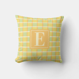 Modern Checker Green Yellow Orange Monogram Kissen