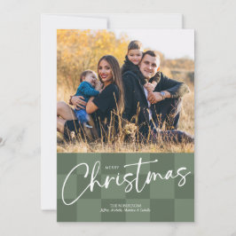 Modern Checkerboard Christmas Photo Card Feiertagskarte