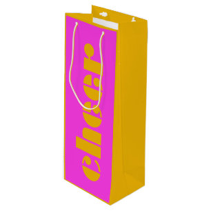 Modern Cheer Fuchsia Pink und Orange Geschenktüte Für Weinflaschen