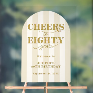 Modern Cheers Achtzig Jahre 80. Geburtstag Willkom Acrylschild