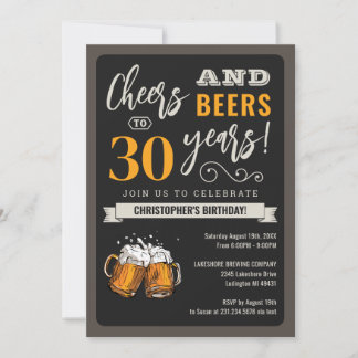 Modern Cheers and Bers 30. Geburtstagsfeier Einladung
