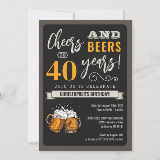 Modern Cheers and Bers 40. Geburtstagsfeier Einladung