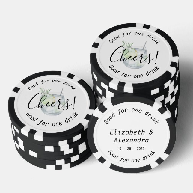 Modern Cheers Gin Tonic Drink Wedding Pokerchips (Stapel)