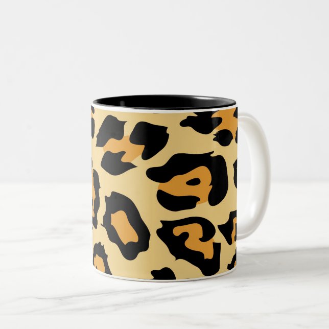 Modern Cheetah Spots Pattern Zweifarbige Tasse (VorderseiteRechts)