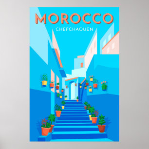 Modern Chefchaoun Marokko Reiseplakat Poster