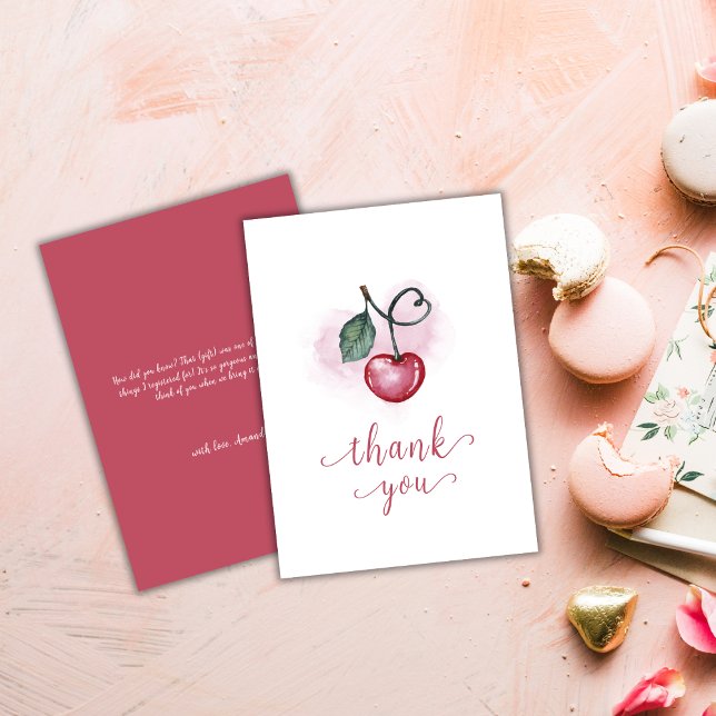 Modern Cherry Berry Sweetheat Baby Shower Dankeskarte (Modern Cherry Berry Sweetheat Baby Shower Thank You Card)