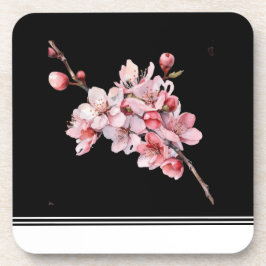 Modern Cherry Blossom Black Hard Kunststoff Unters Getränkeuntersetzer