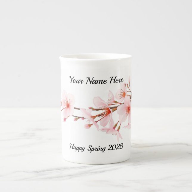 Modern Cherry Blossom Branch Personalized Prozellantasse (Vorderseite)
