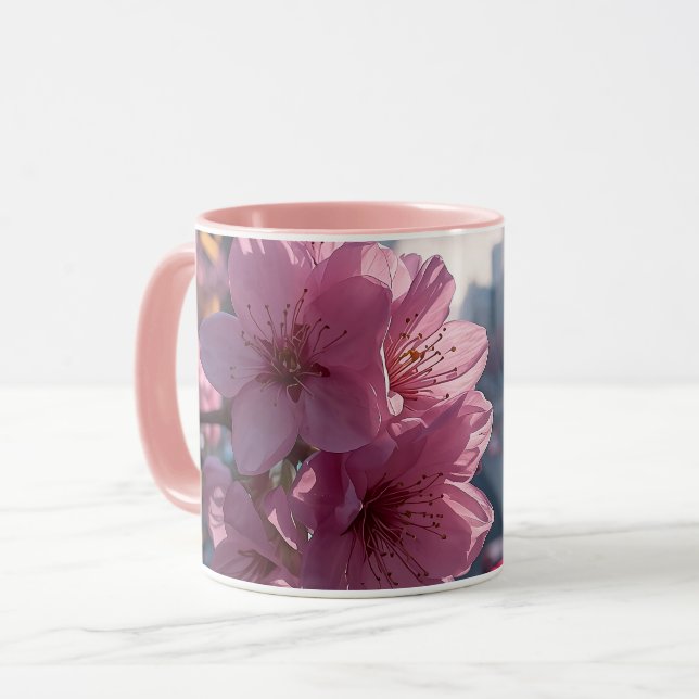 Modern Cherry Blossoms Mug Tasse (Vorderseite Links)