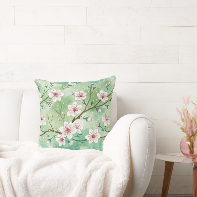 Modern  Cherry Blossoms Winter pattern Kissen (Liege)