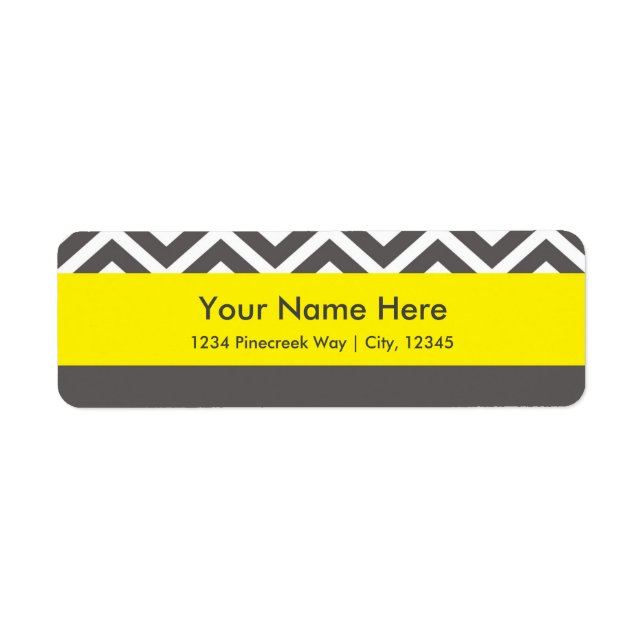 Modern Chevron Gray & Yellow Classiy Address Label (Vorne)