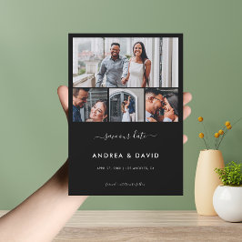 Modern Chic 4 Foto Collage Website Black Wedding Save The Date