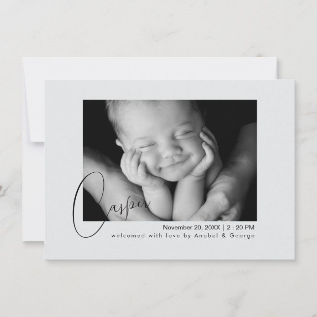 Modern Chic Baby Photo Birth Announcement  Ankündigung (Vorderseite)