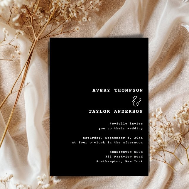 Modern Chic Black and Silver Wedding Folieneinladung (Modern Chic Black and Silver Wedding Foil Invitation)