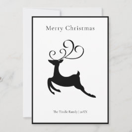 Modern Chic Black and White Reindeer Feiertagskarte