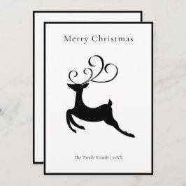 Modern Chic Black and White Reindeer Feiertagskarte