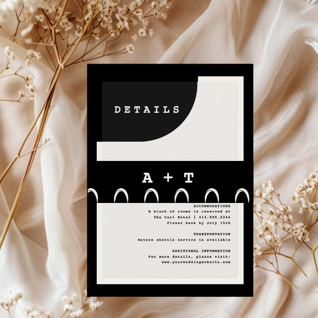 Modern Chic Black Ivory  Einladungsbanderole (Modern Chic Black Ivory Invitation Belly Band)