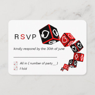 Modern Chic Black Red White Casino Vegas UAWG RSVP Karte