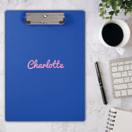 Modern Chic Blue Pink Individuelle Name Girly Scri Klemmbrett