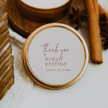 Modern Chic Boho Cream Danke Stickers<br><div class="desc">Diese modernen schicken Boho Creme bedanken sich bei den Aufklebern für eine einfache Hochzeitsfeier. Das minimale Wüstendesign besticht durch eine einzigartige und stilvolle böhmische Typografie in einer neutralen Creme- und Terrakotta-Erdtonfarbe. Personalisieren Sie die Aufkleber mit Ihren Namen und dem Datum. Diese Aufkleber können für Hochzeitsempfang, Brautparty oder jede Veranstaltung verwendet...</div>