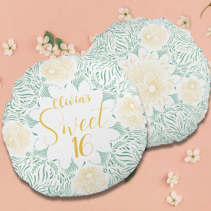Modern Chic Boho Floral Sweet 16 Geburtstagsparty Rundes Kissen