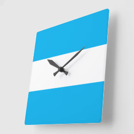Modern Chic Bright Sky Blue White Nautical Stripes Quadratische Wanduhr